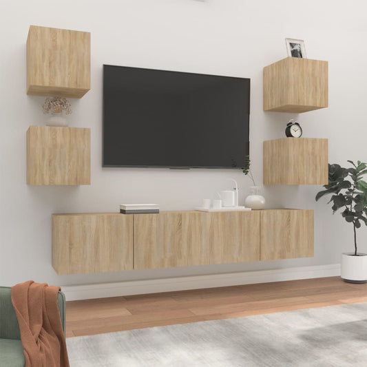 6Dílný Set Tv Skříněk Dub Sonoma Kompozitní Dřevo