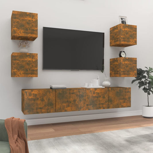 6Dílný Set Tv Skříněk Kouřový Dub Kompozitní Dřevo