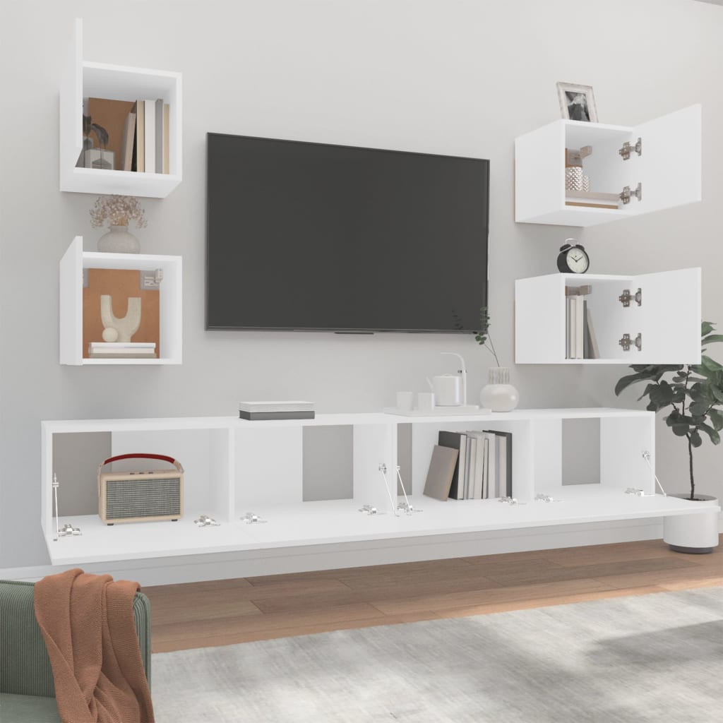 6Dílný Set Tv Skříněk Bílý Kompozitní Dřevo