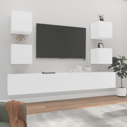 6Dílný Set Tv Skříněk Bílý Kompozitní Dřevo