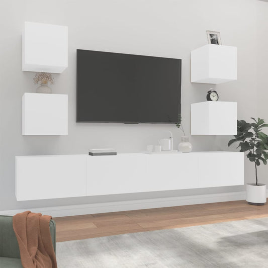 6Dílný Set Tv Skříněk Bílý Kompozitní Dřevo