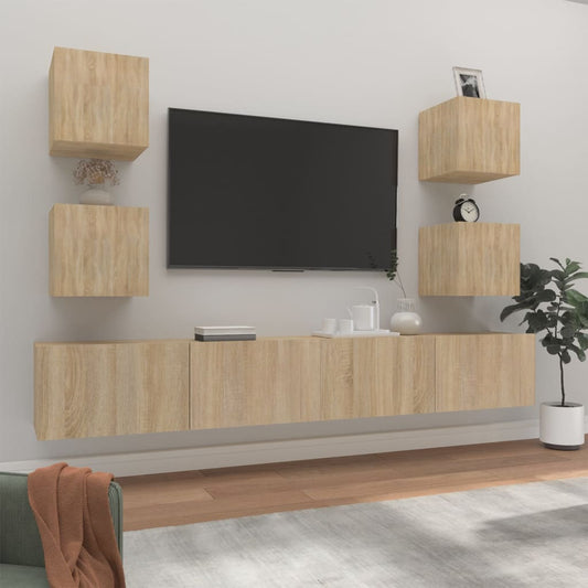 6Dílný Set Tv Skříněk Dub Sonoma Kompozitní Dřevo