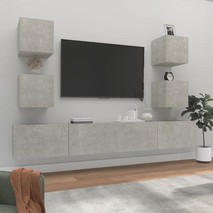 6Dílný Set Tv Skříněk Betonově Šedý Kompozitní Dřevo