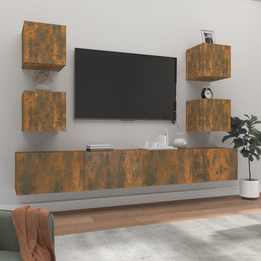 6Dílný Set Tv Skříněk Kouřový Dub Kompozitní Dřevo