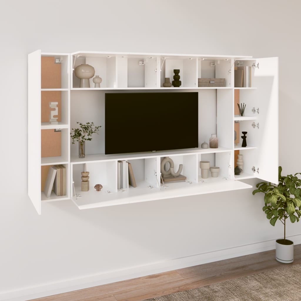 8Dílný Set Tv Skříněk Bílý Kompozitní Dřevo