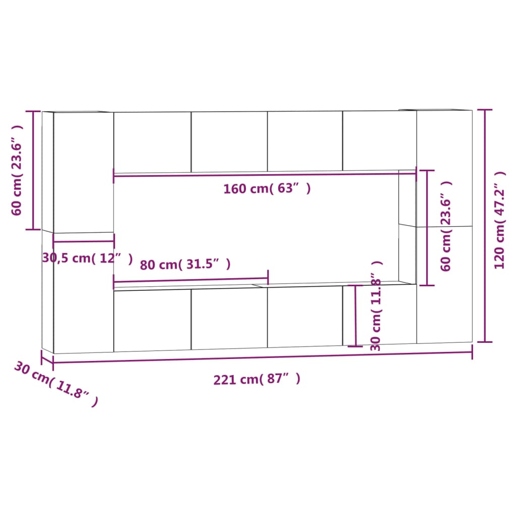 8Dílný Set Tv Skříněk Bílý Kompozitní Dřevo