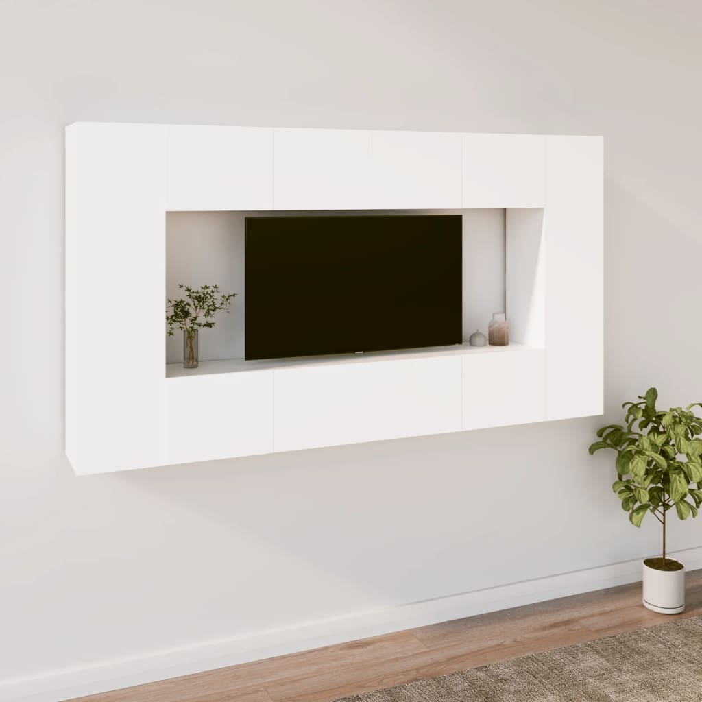 8Dílný Set Tv Skříněk Bílý Kompozitní Dřevo