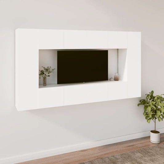 8Dílný Set Tv Skříněk Bílý Kompozitní Dřevo