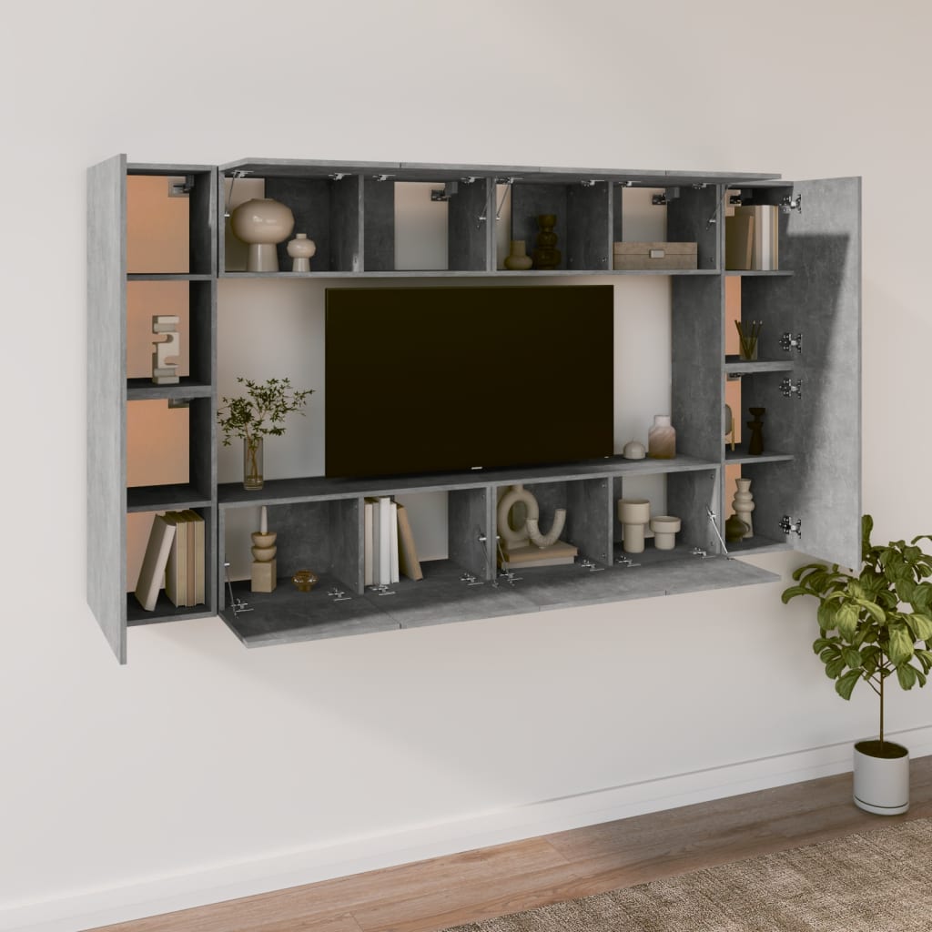 8Dílný Set Tv Skříněk Betonově Šedý Kompozitní Dřevo