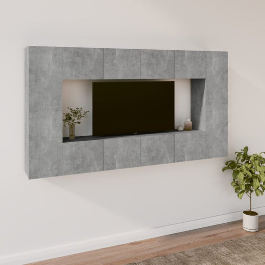 8Dílný Set Tv Skříněk Betonově Šedý Kompozitní Dřevo