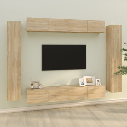 8Dílný Set Tv Skříněk Dub Sonoma Kompozitní Dřevo