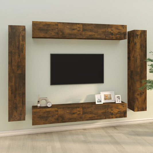 8Dílný Set Tv Skříněk Kouřový Dub Kompozitní Dřevo