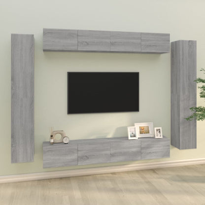 8Dílný Set Tv Skříněk Šedý Sonoma Kompozitní Dřevo