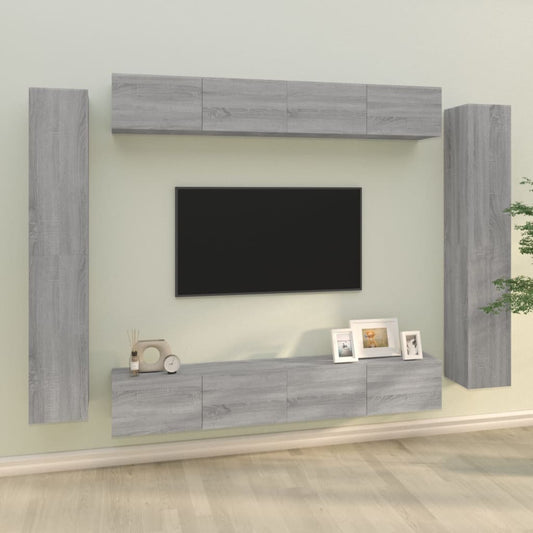 8Dílný Set Tv Skříněk Šedý Sonoma Kompozitní Dřevo