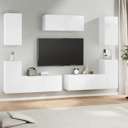 7Dílný Set Tv Skříněk Bílý Kompozitní Dřevo