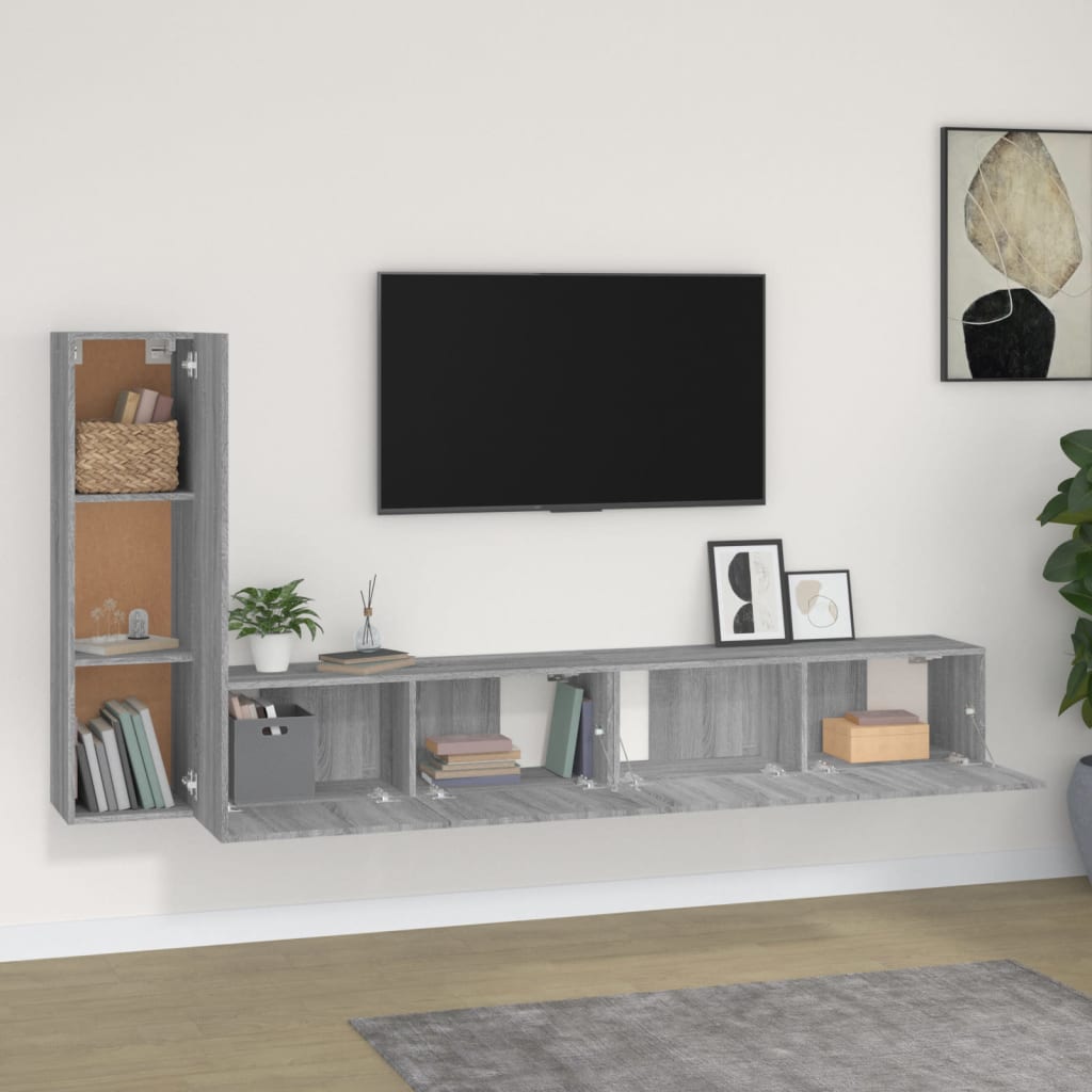 3Dílný Set Tv Skříněk Šedý Sonoma Kompozitní Dřevo