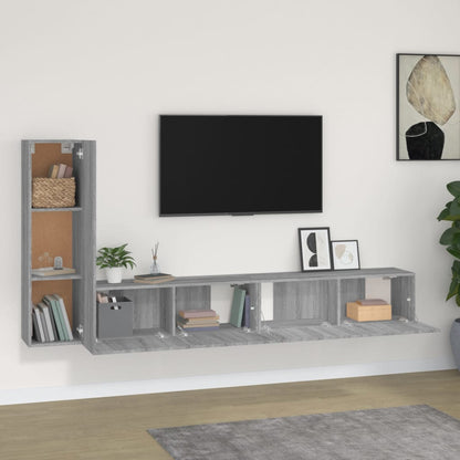 3Dílný Set Tv Skříněk Šedý Sonoma Kompozitní Dřevo