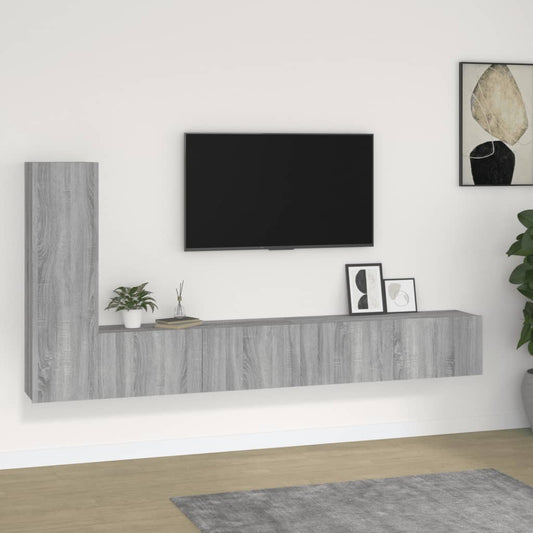 3Dílný Set Tv Skříněk Šedý Sonoma Kompozitní Dřevo