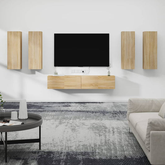 6Dílný Set Tv Skříněk Dub Sonoma Kompozitní Dřevo