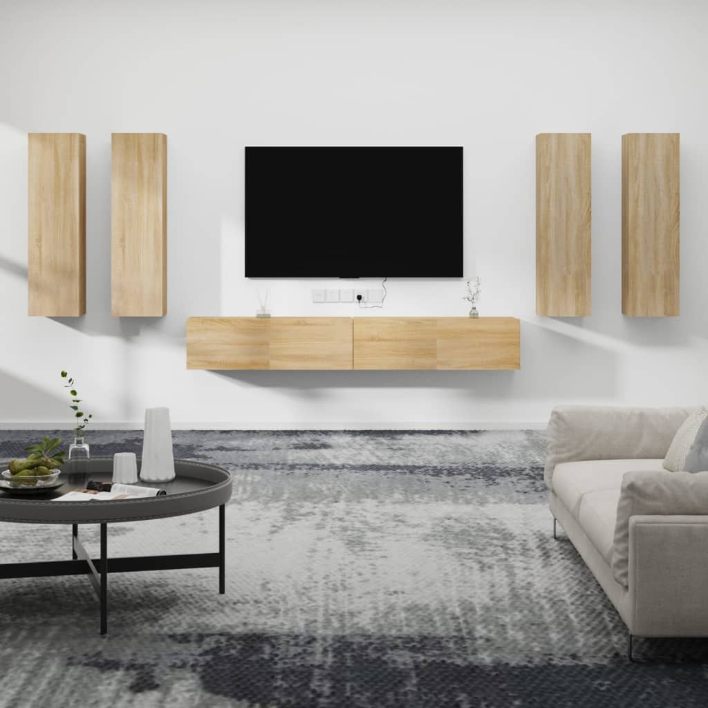 6Dílný Set Tv Skříněk Kompozitní Dřevo