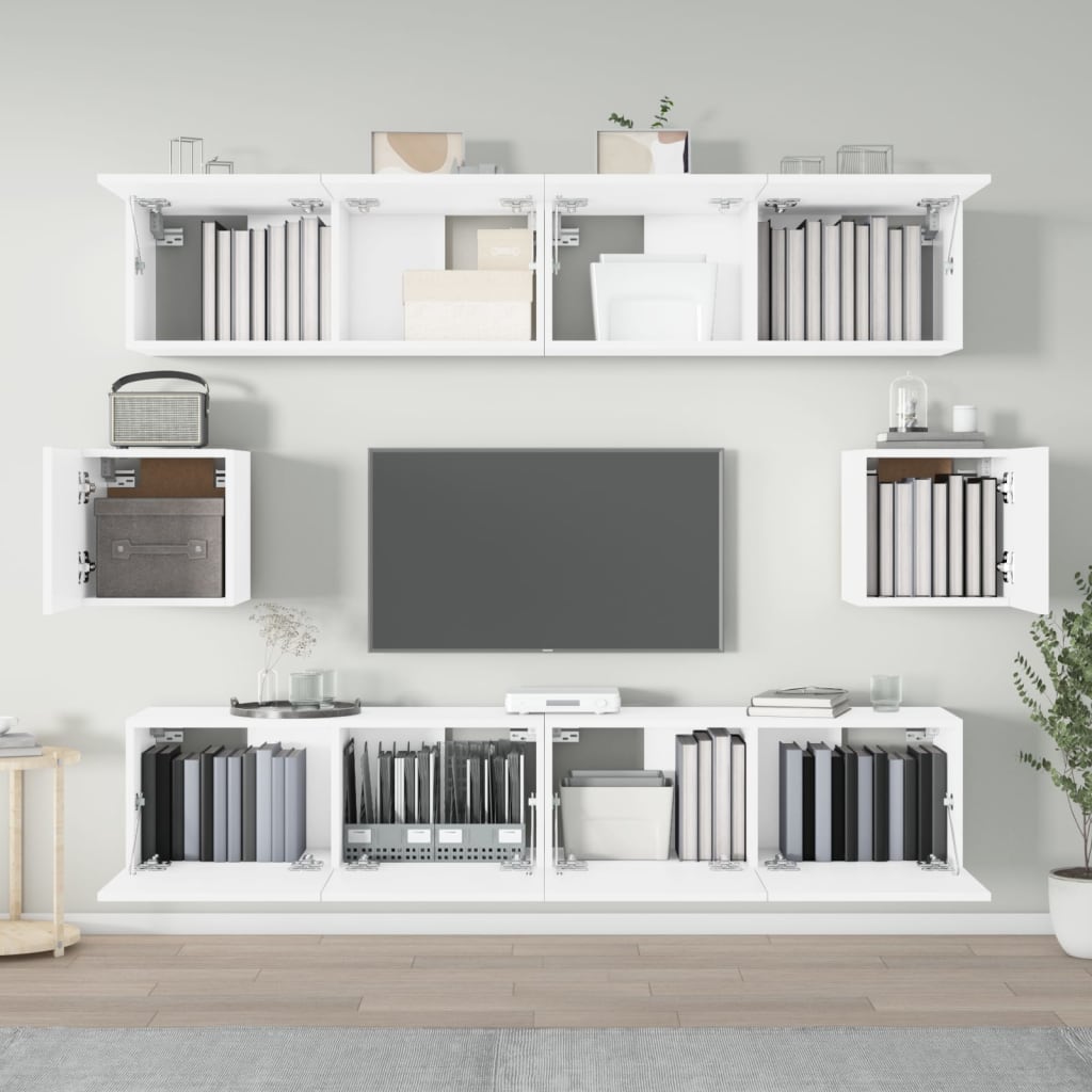6Dílný Set Tv Skříněk Bílý Kompozitní Dřevo