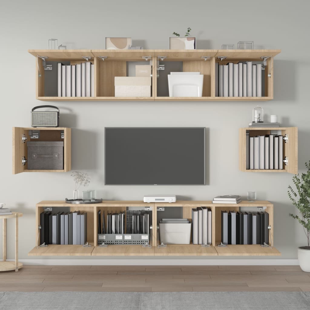 6Dílný Set Tv Skříněk Dub Sonoma Kompozitní Dřevo