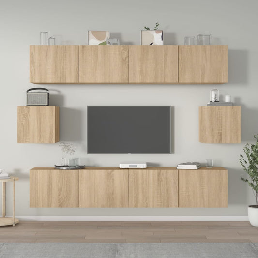6Dílný Set Tv Skříněk Dub Sonoma Kompozitní Dřevo