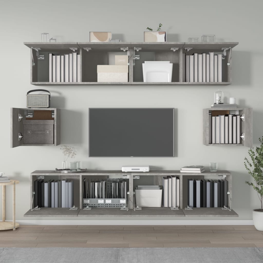 6Dílný Set Tv Skříněk Betonově Šedý Kompozitní Dřevo