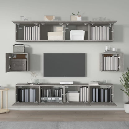 6Dílný Set Tv Skříněk Betonově Šedý Kompozitní Dřevo
