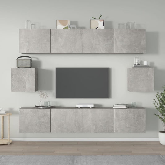 6Dílný Set Tv Skříněk Betonově Šedý Kompozitní Dřevo