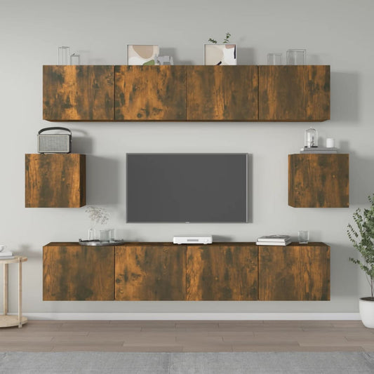 6Dílný Set Tv Skříněk Kouřový Dub Kompozitní Dřevo