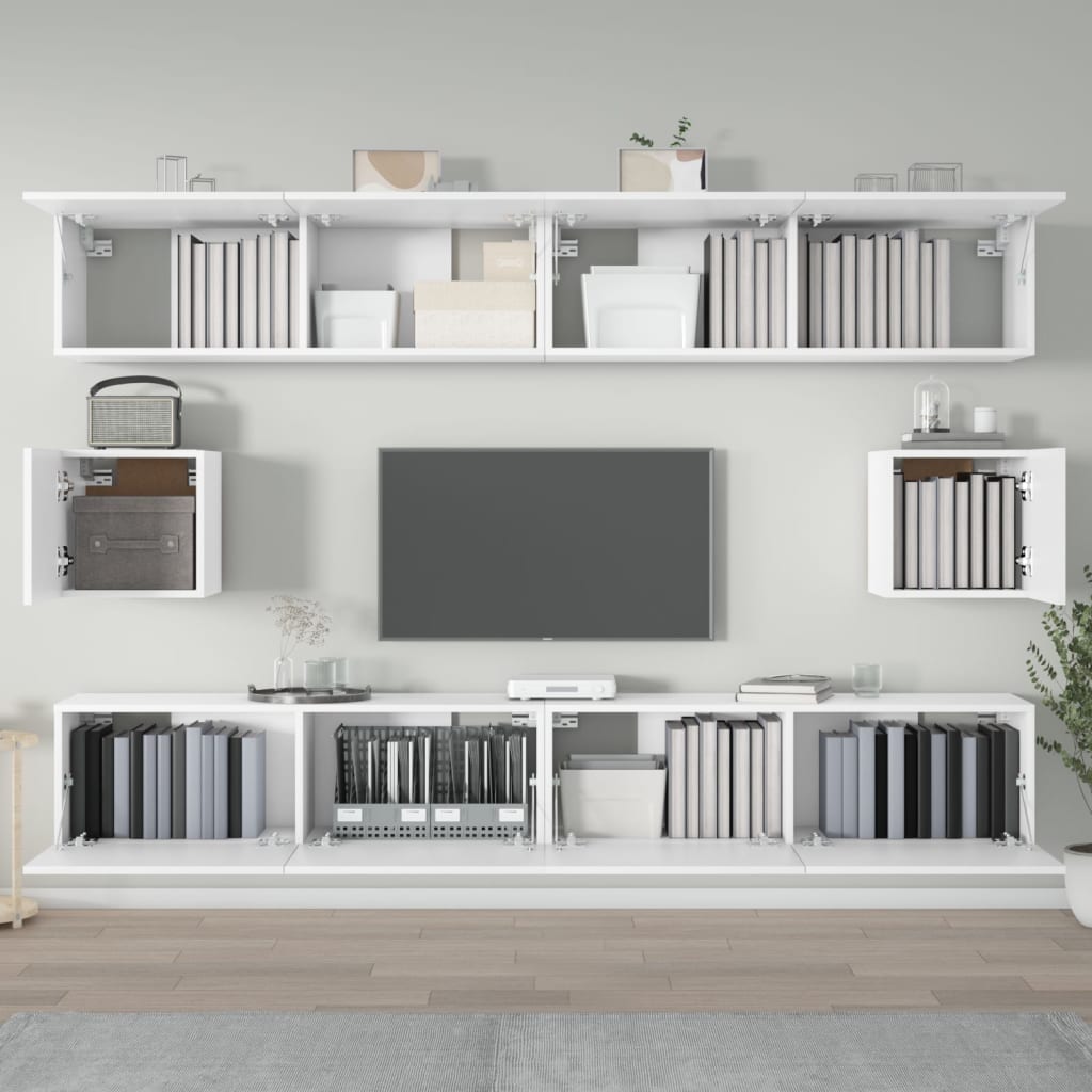 6Dílný Set Tv Skříněk Bílý Kompozitní Dřevo