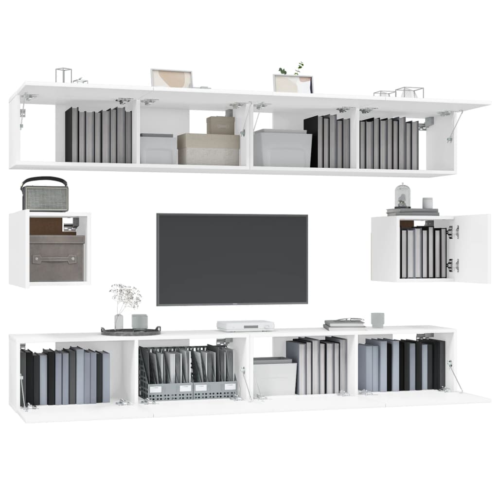 6Dílný Set Tv Skříněk Bílý Kompozitní Dřevo