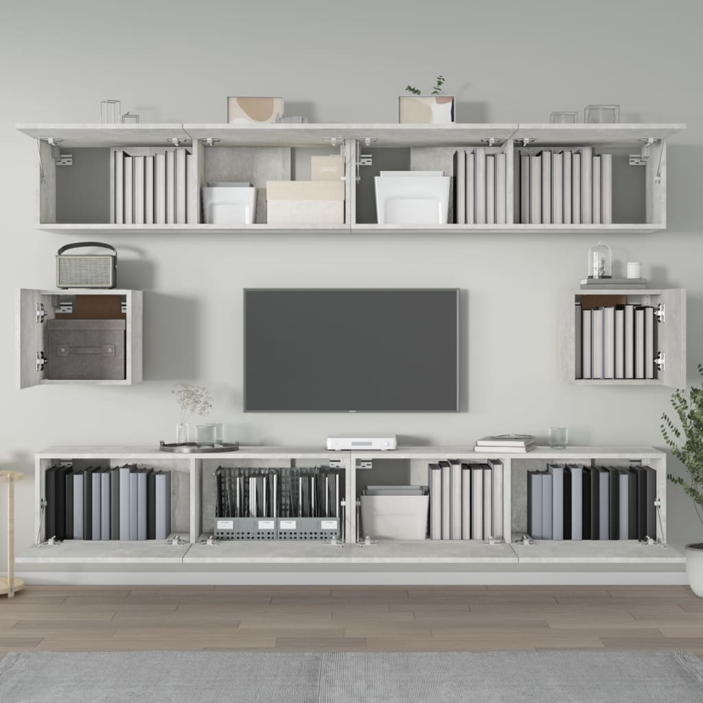 6Dílný Set Tv Skříněk Betonově Šedý Kompozitní Dřevo