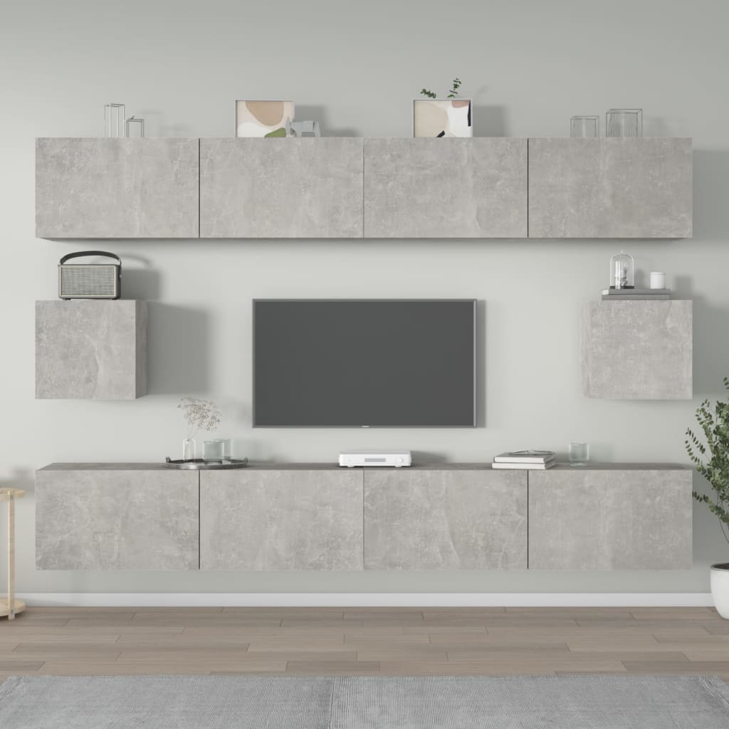 6Dílný Set Tv Skříněk Betonově Šedý Kompozitní Dřevo