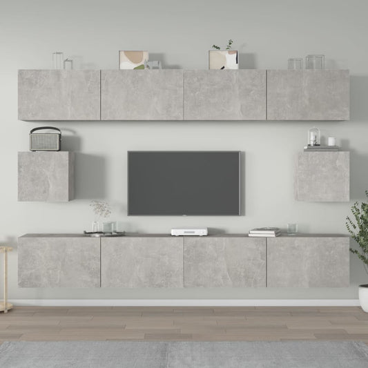 6Dílný Set Tv Skříněk Betonově Šedý Kompozitní Dřevo