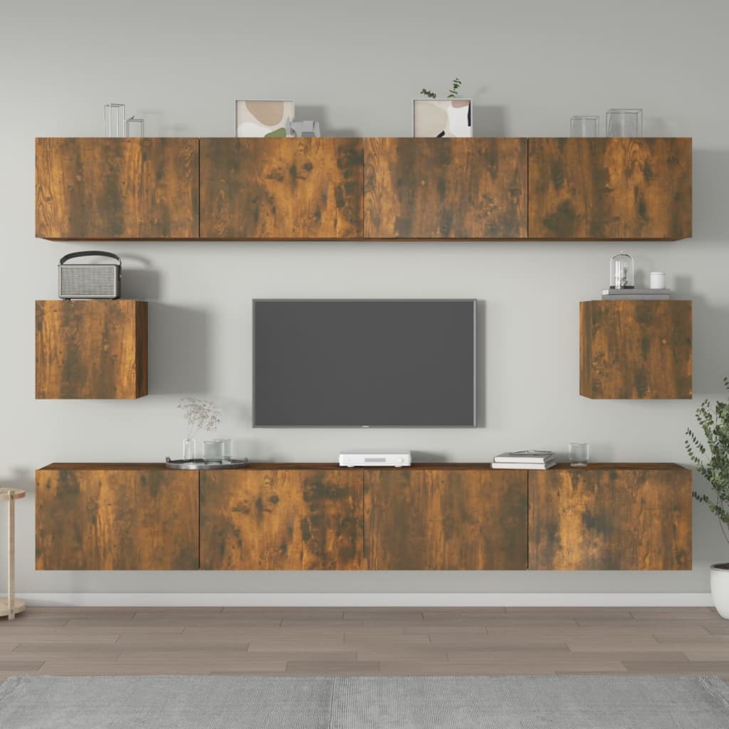 6Dílný Set Tv Skříněk Kouřový Dub Kompozitní Dřevo