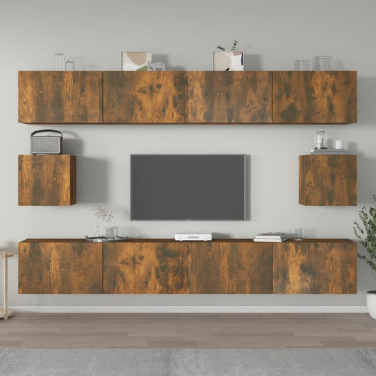 6Dílný Set Tv Skříněk Kouřový Dub Kompozitní Dřevo