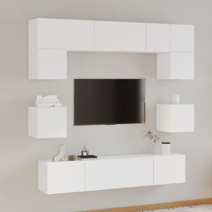 8Dílný Set Tv Skříněk Betonově Šedý Kompozitní Dřevo