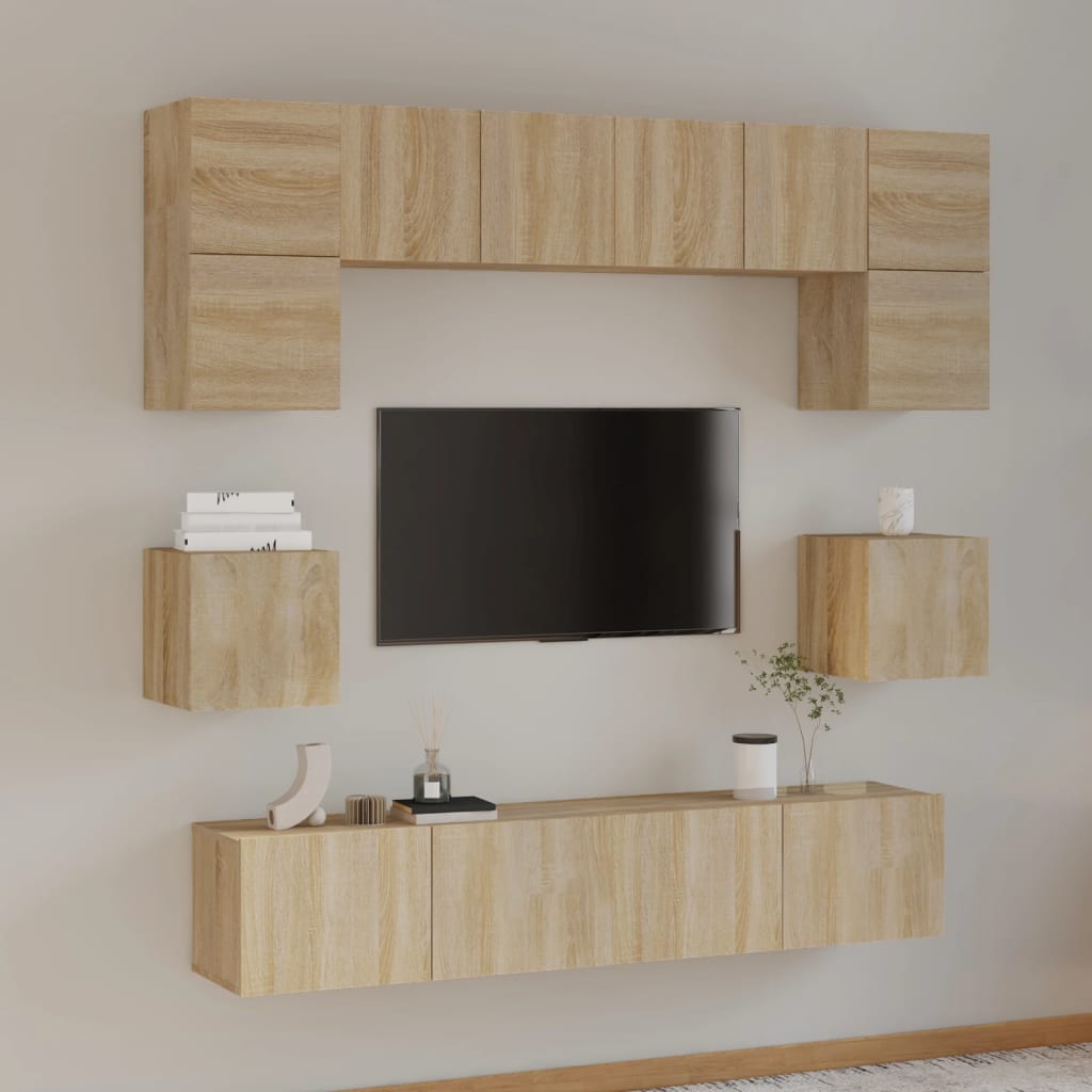 8Dílný Set Tv Skříněk Betonově Šedý Kompozitní Dřevo