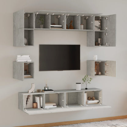 8Dílný Set Tv Skříněk Betonově Šedý Kompozitní Dřevo