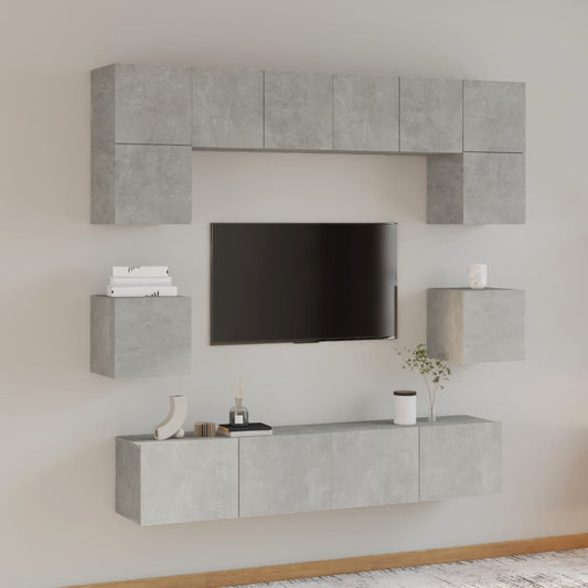 8Dílný Set Tv Skříněk Betonově Šedý Kompozitní Dřevo
