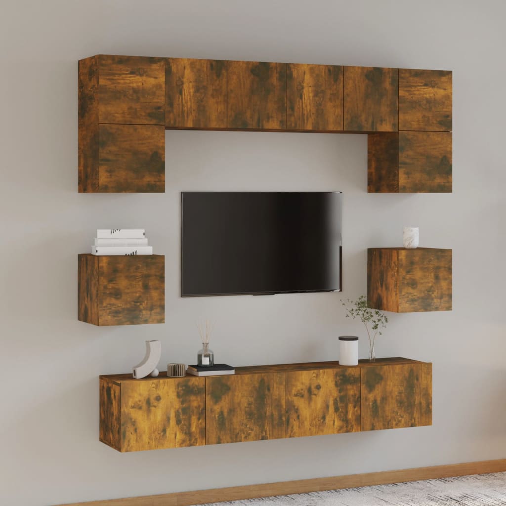 8Dílný Set Tv Skříněk Betonově Šedý Kompozitní Dřevo
