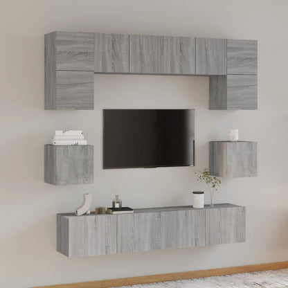 8Dílný Set Tv Skříněk Betonově Šedý Kompozitní Dřevo