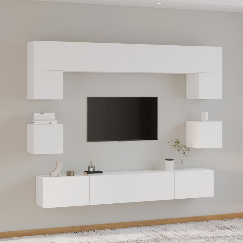 8Dílný Set Tv Skříněk Betonově Šedý Kompozitní Dřevo
