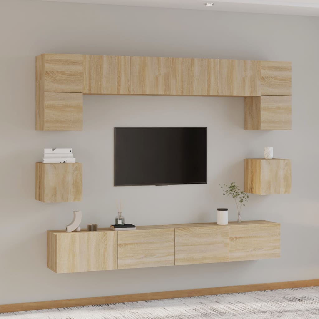 8Dílný Set Tv Skříněk Betonově Šedý Kompozitní Dřevo