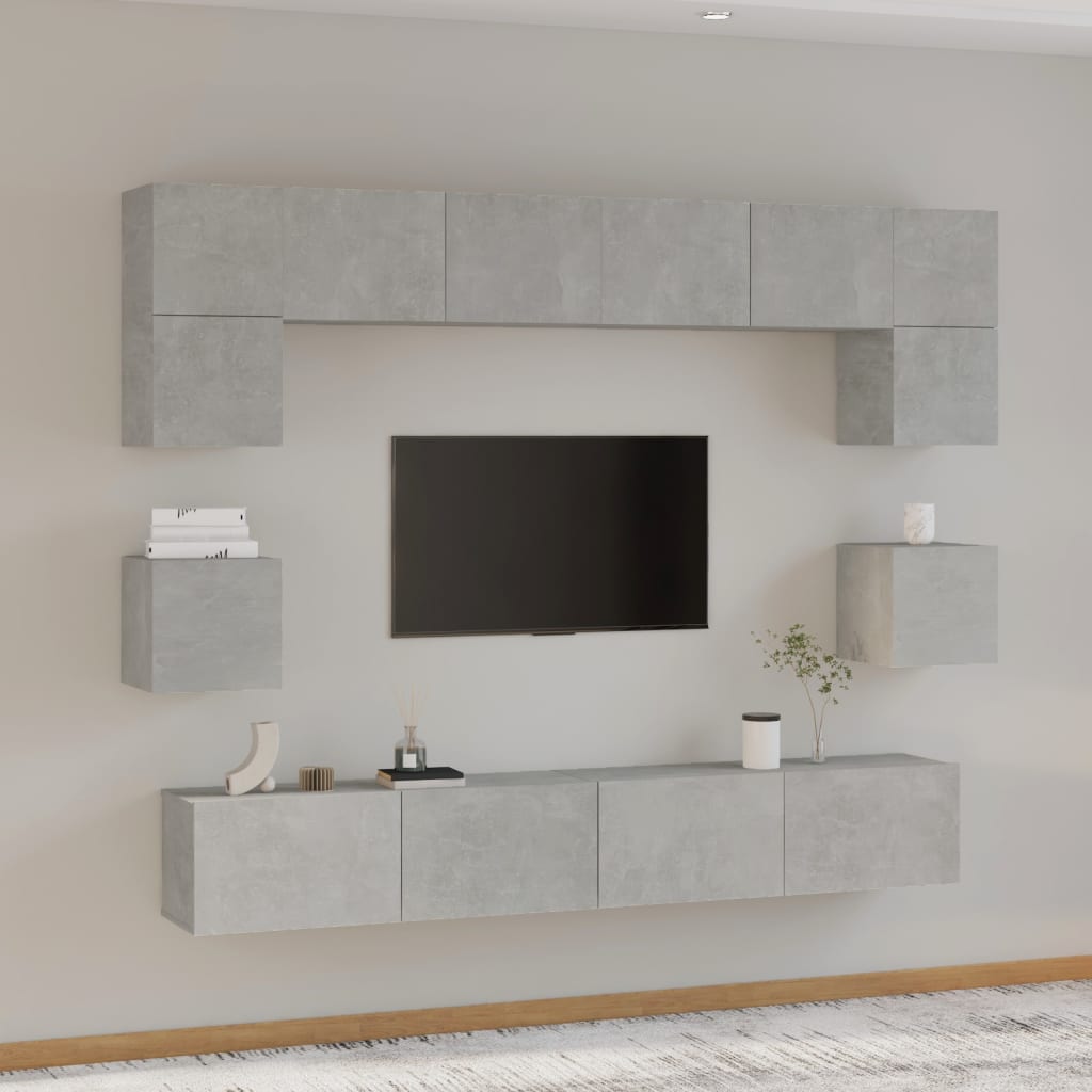 8Dílný Set Tv Skříněk Betonově Šedý Kompozitní Dřevo