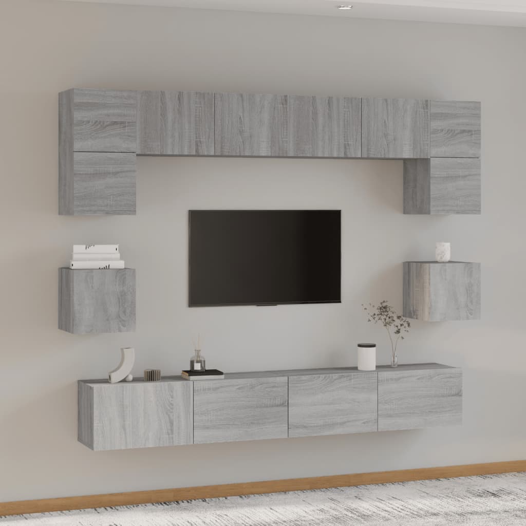 8Dílný Set Tv Skříněk Betonově Šedý Kompozitní Dřevo