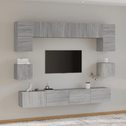 8Dílný Set Tv Skříněk Betonově Šedý Kompozitní Dřevo