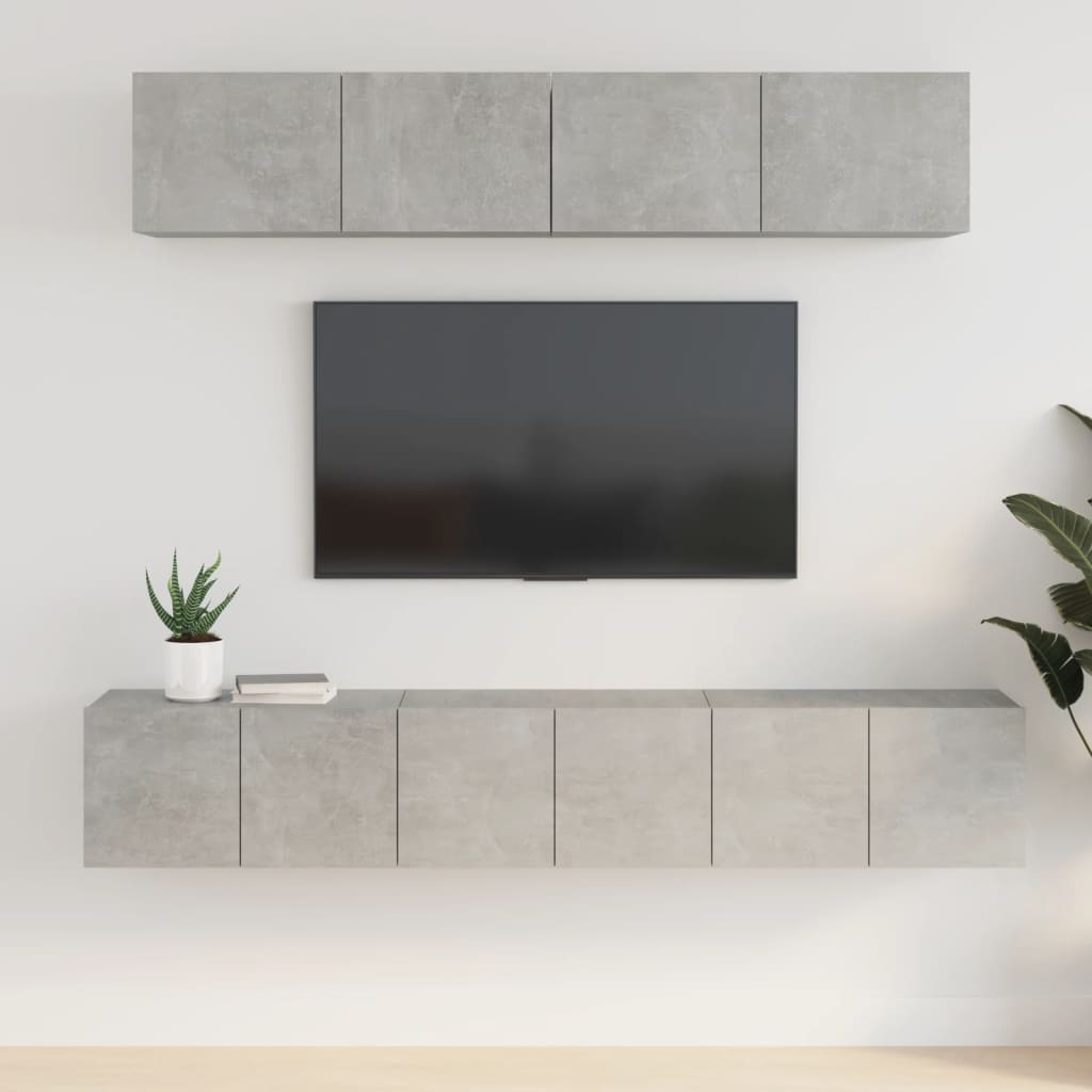 5Dílný Set Tv Skříněk Betonově Šedý Kompozitní Dřevo